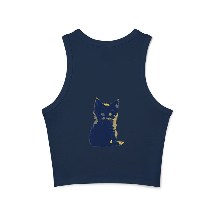 Blue & Yellow Cat Watercolor Racerback Tank Top Tank Top - Blululi