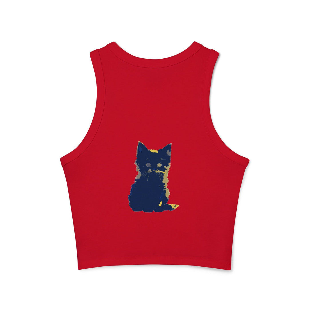 Blue & Yellow Cat Watercolor Racerback Tank Top Tank Top - Blululi