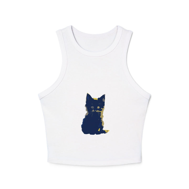 Blue & Yellow Cat Watercolor Racerback Tank Top Tank Top - Blululi