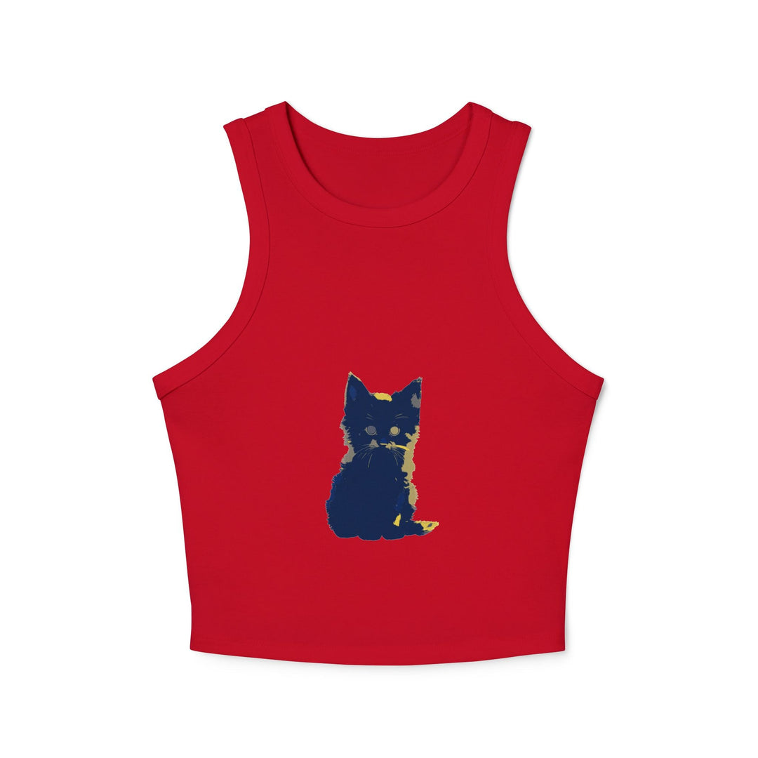 Blue & Yellow Cat Watercolor Racerback Tank Top Tank Top - Blululi