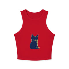 Blue & Yellow Cat Watercolor Racerback Tank Top Tank Top - Blululi