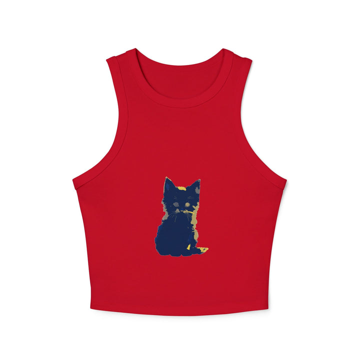 Blue & Yellow Cat Watercolor Racerback Tank Top Tank Top - Blululi