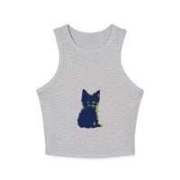 Blue & Yellow Cat Watercolor Racerback Tank Top Tank Top - Blululi
