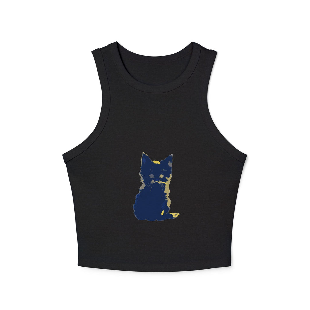 Blue & Yellow Cat Watercolor Racerback Tank Top Tank Top - Blululi