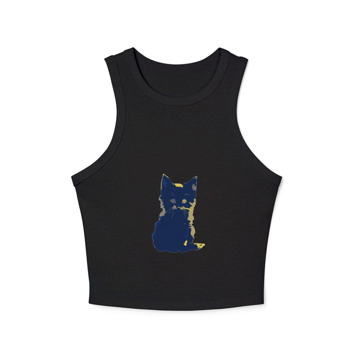 Blue & Yellow Cat Watercolor Racerback Tank Top Tank Top - Blululi