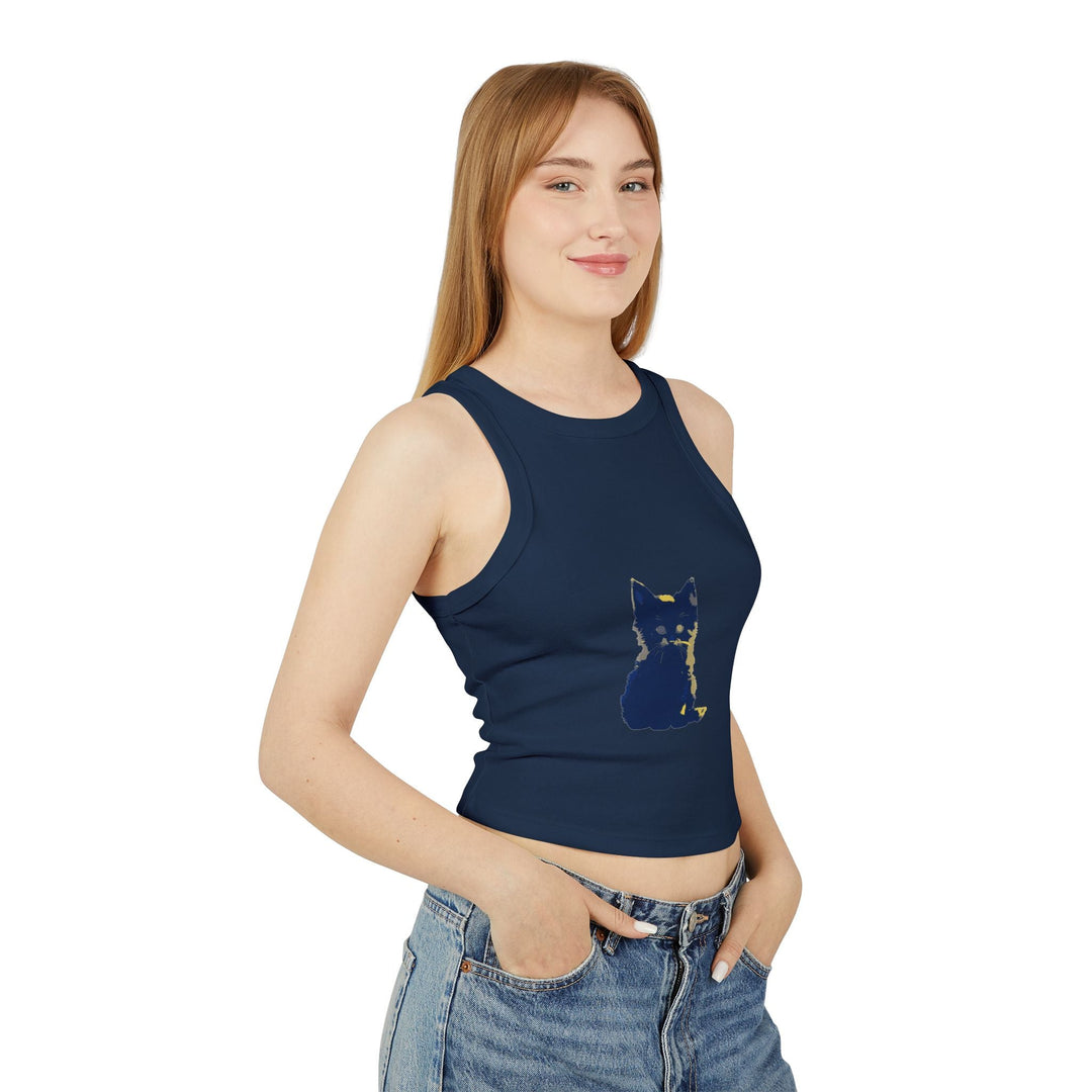 Blue & Yellow Cat Watercolor Racerback Tank Top Tank Top - Blululi