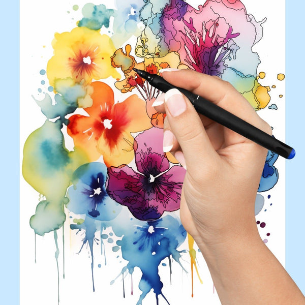 Blululi Abstract Floral Reverse Coloring Book PDF - A4 and US Letter Sizes