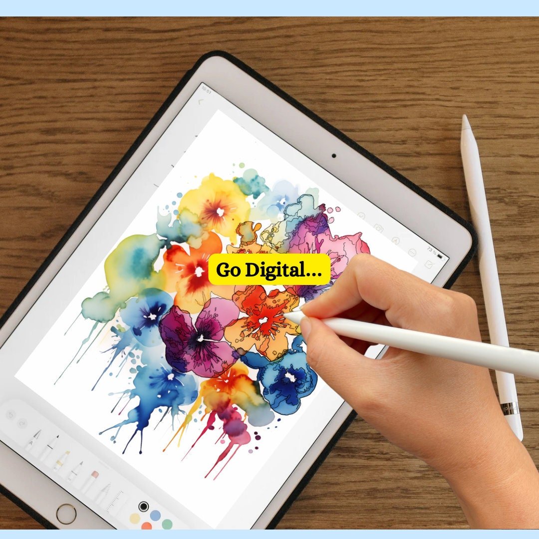 Blululi Abstract Floral Reverse Coloring Book - A4 and US Letter Sizes digt - Blululi