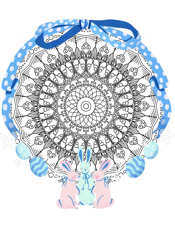 Blululi Easter Egg Mandala Coloring Pages - Printable PDF digital download - Blululi