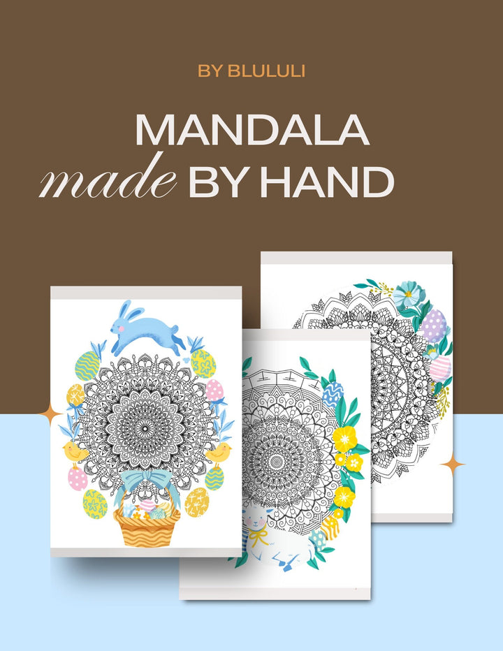 Blululi Easter Egg Mandala Coloring Pages - Printable PDF digital download - Blululi