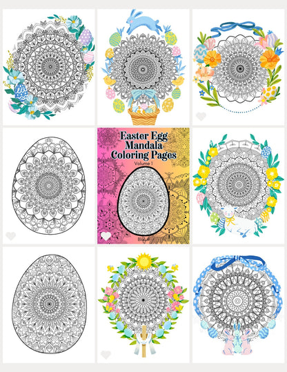 Blululi Easter Egg Mandala Coloring Pages - Printable PDF digital download - Blululi