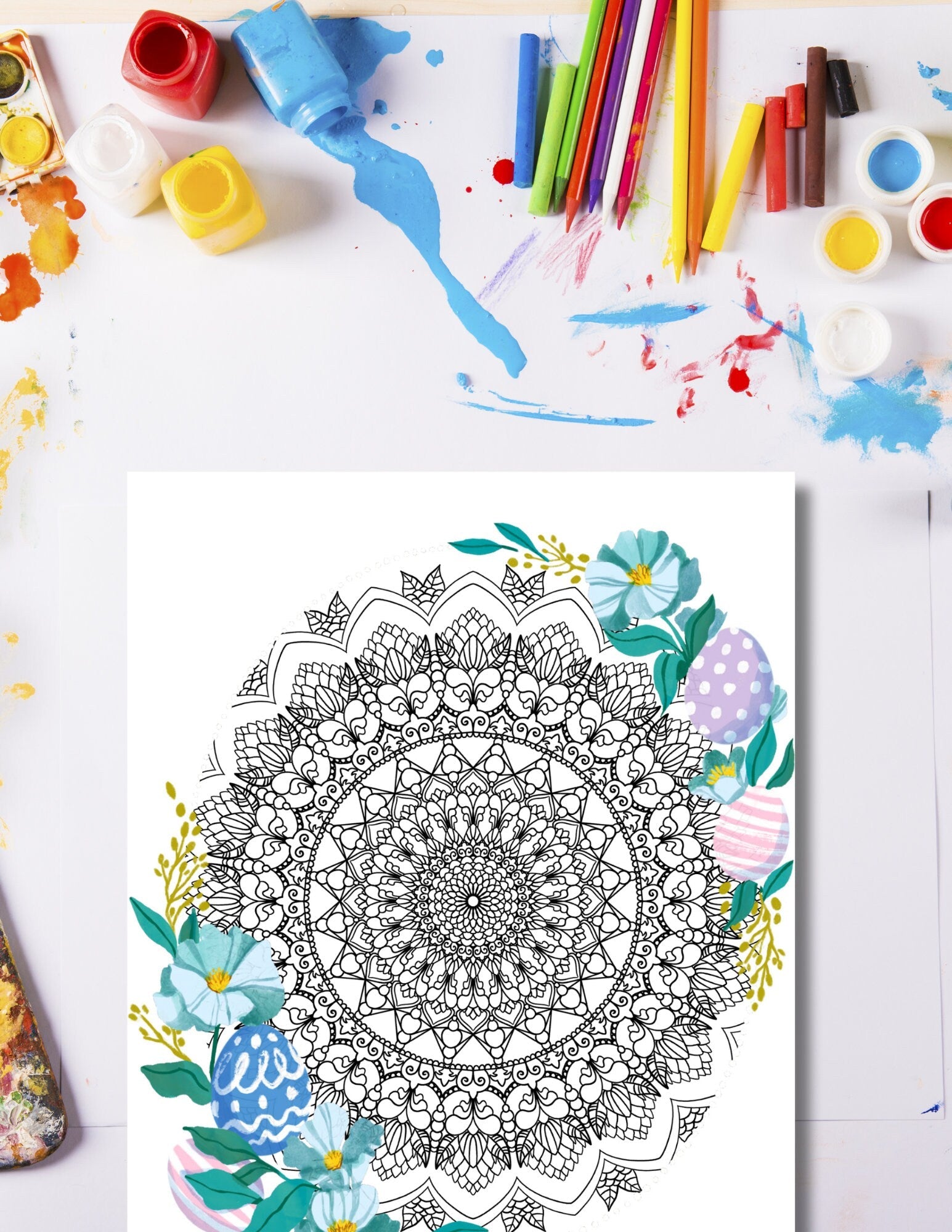 Blululi Easter Egg Mandala Coloring Pages - Printable PDF digital download - Blululi