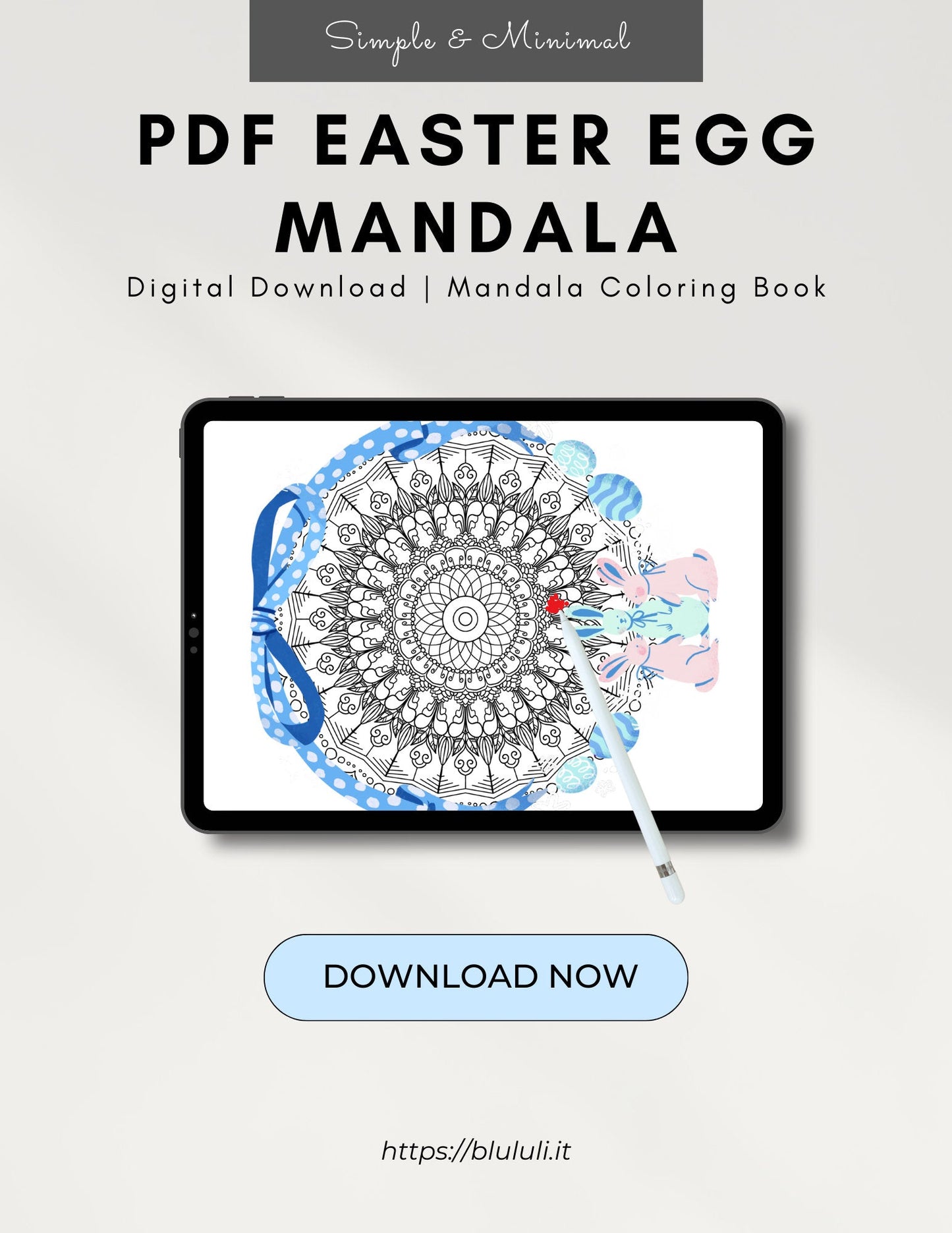 Blululi Easter Egg Mandala Coloring Pages - Printable PDF digital download - Blululi