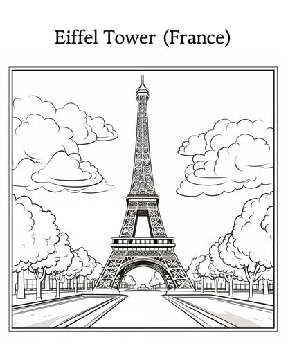 Blululi European Iconic Landmarks Coloring Pages - 19 Pages digital download - Blululi