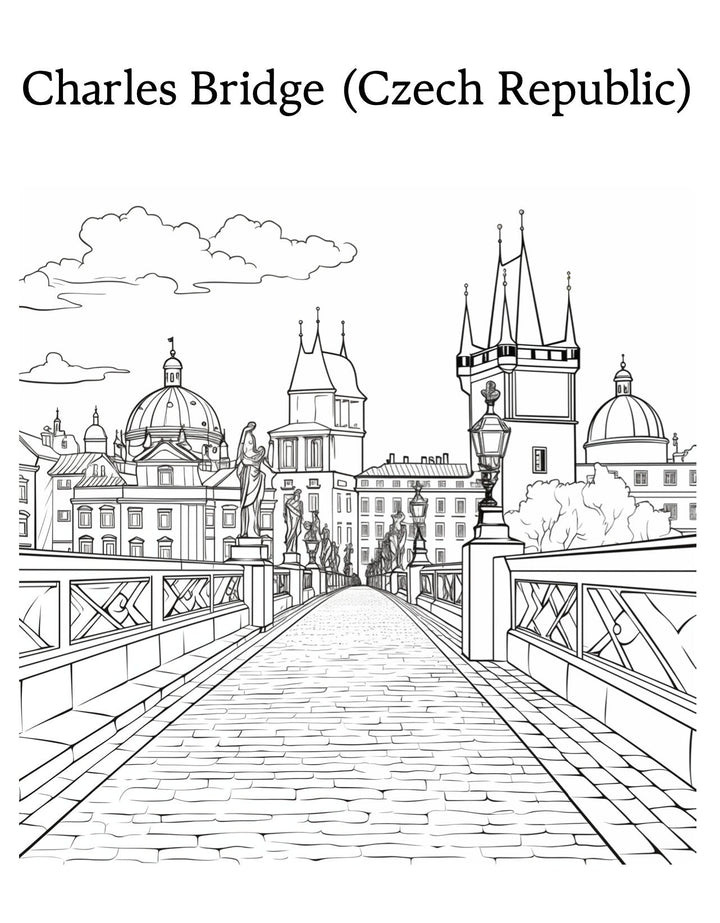 Blululi European Iconic Landmarks Coloring Pages - 19 Pages digital download - Blululi