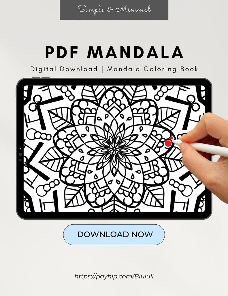 Blululi Hand - Drawn Mandala & Seamless Patterns Coloring Pages - 8.5 x 11 inches digital download - Blululi