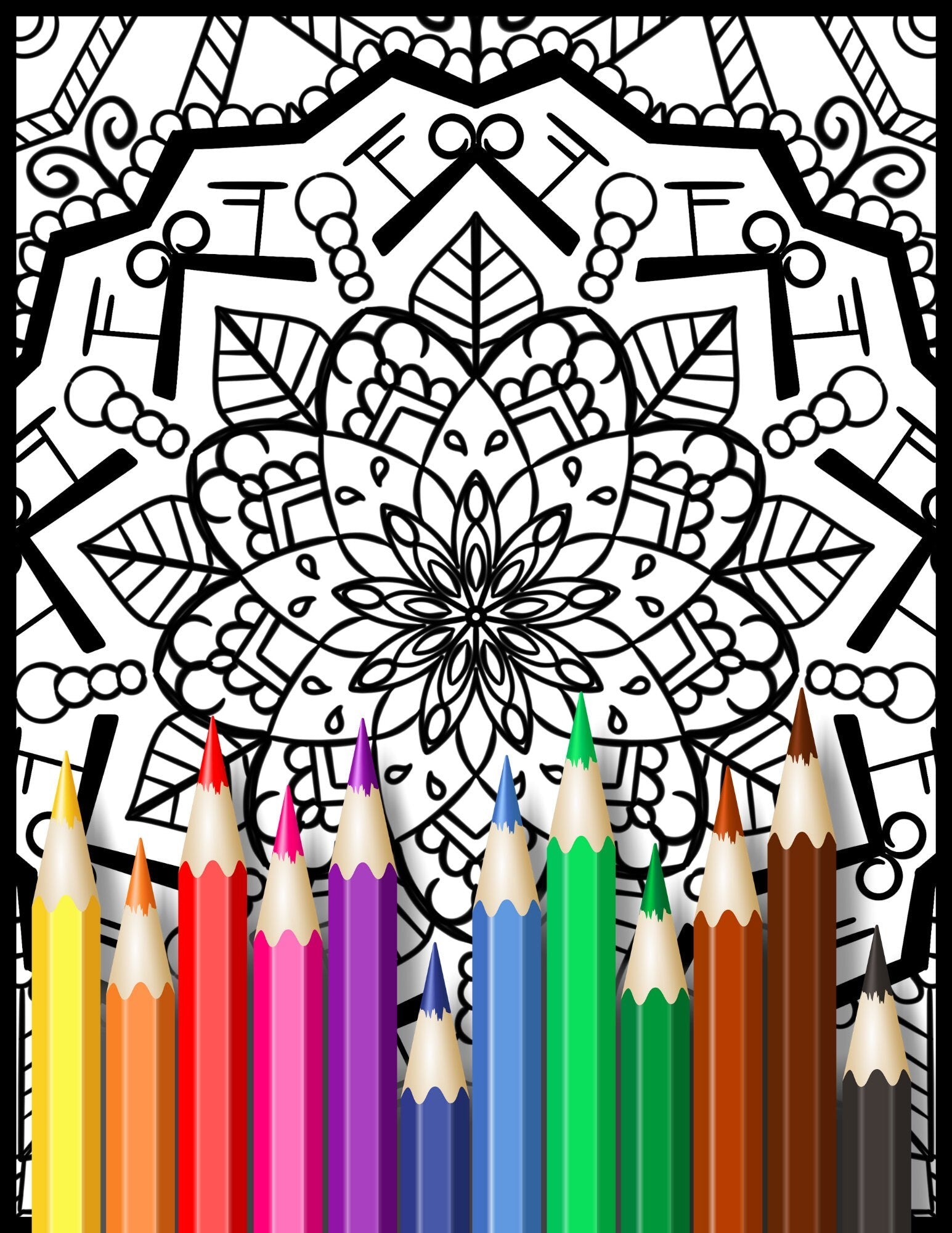 Blululi Hand - Drawn Mandala & Seamless Patterns Coloring Pages - 8.5 x 11 inches digital download - Blululi