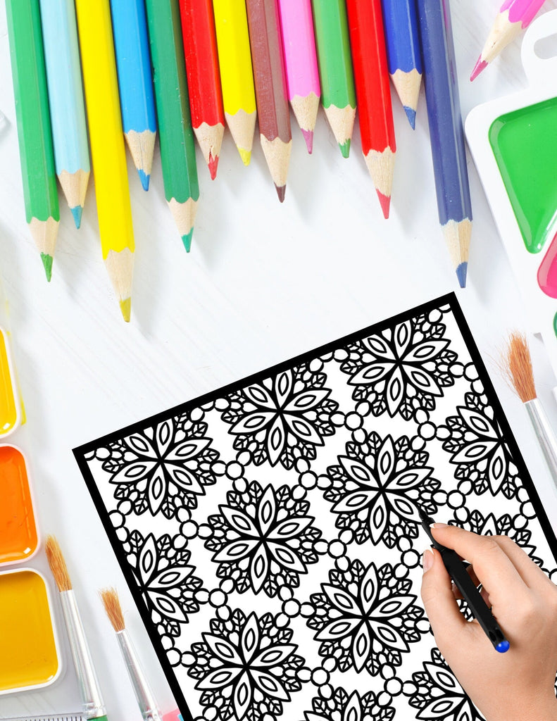 Blululi Hand - Drawn Mandala & Seamless Patterns Coloring Pages - 8.5 x 11 inches digital download - Blululi