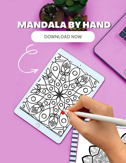 Blululi Hand - Drawn Mandala & Seamless Patterns Coloring Pages - 8.5 x 11 inches digital download - Blululi