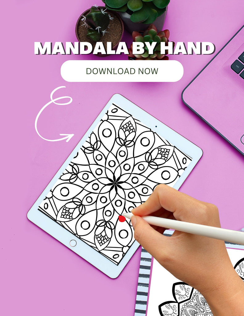 Blululi Hand - Drawn Mandala & Seamless Patterns Coloring Pages - 8.5 x 11 inches digital download - Blululi