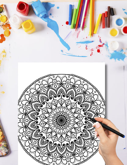 Blululi Hand - Drawn Mandala & Seamless Patterns Coloring Pages - 8.5 x 11 inches digital download - Blululi