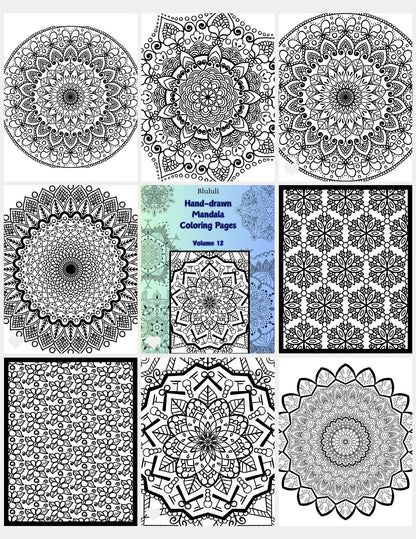 Blululi Hand - Drawn Mandala & Seamless Patterns Coloring Pages - 8.5 x 11 inches digital download - Blululi