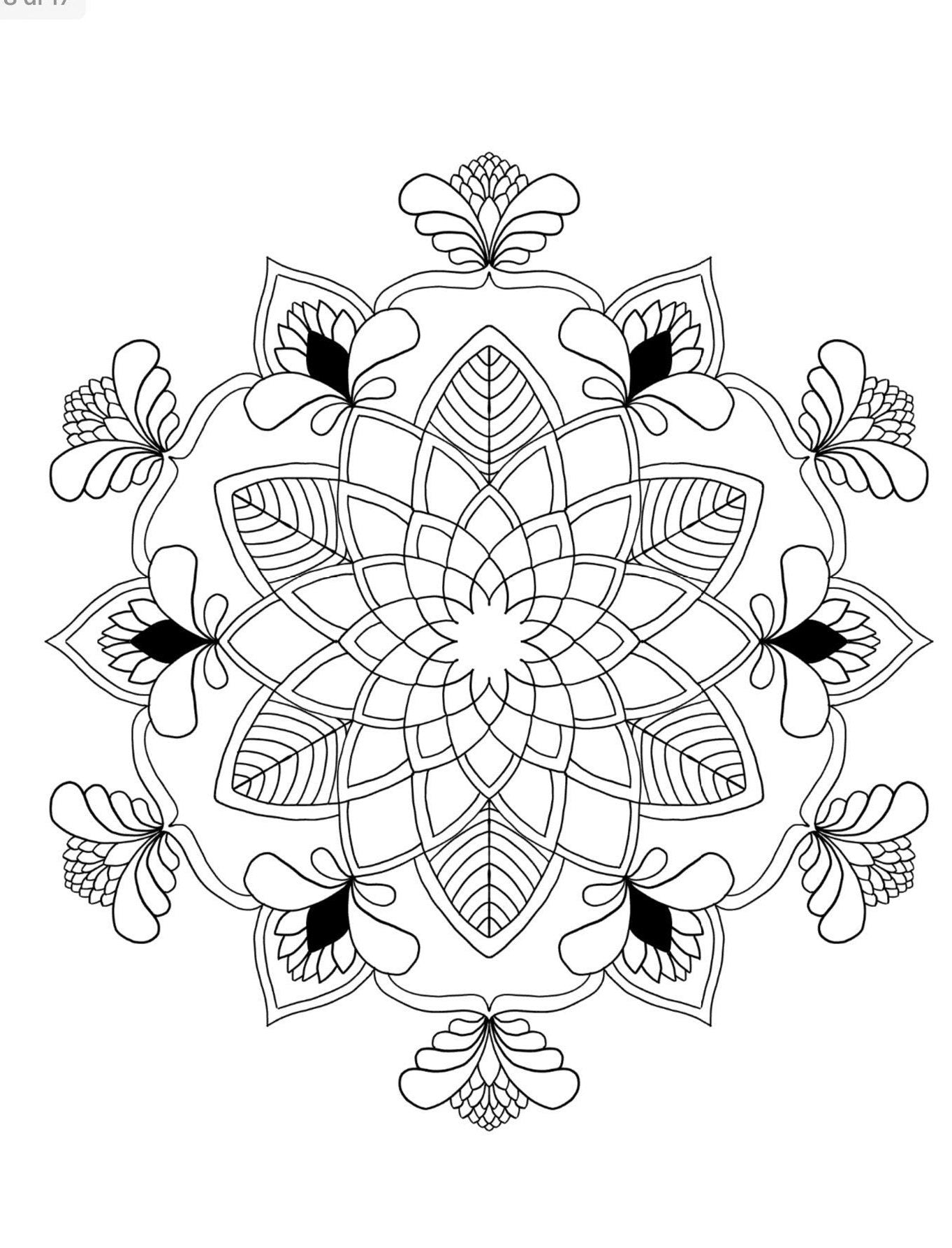 Blululi Mandala Coloring Pages 16 Hand Drawn Designs - PDF digital download - Blululi