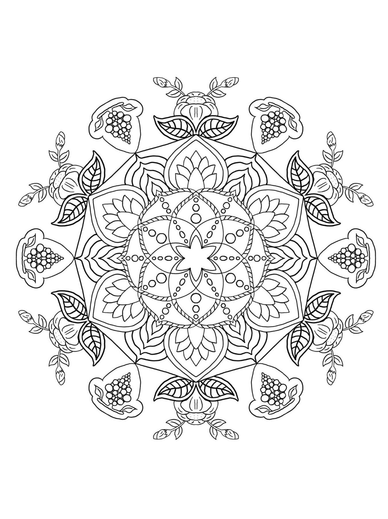 Blululi Mandala Coloring Pages 16 Hand Drawn Designs - PDF digital download - Blululi