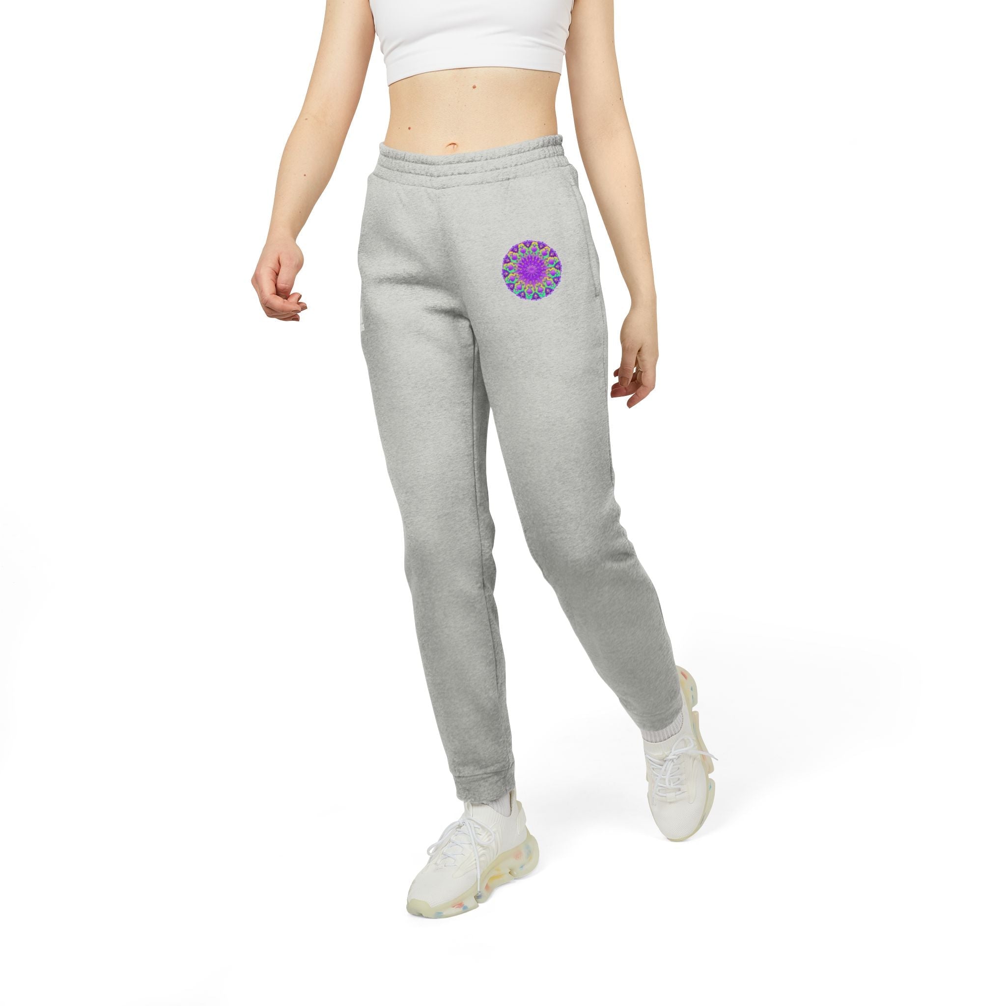 Blululi Purple Mandala Adidas Fleece Joggers Trousers - Blululi