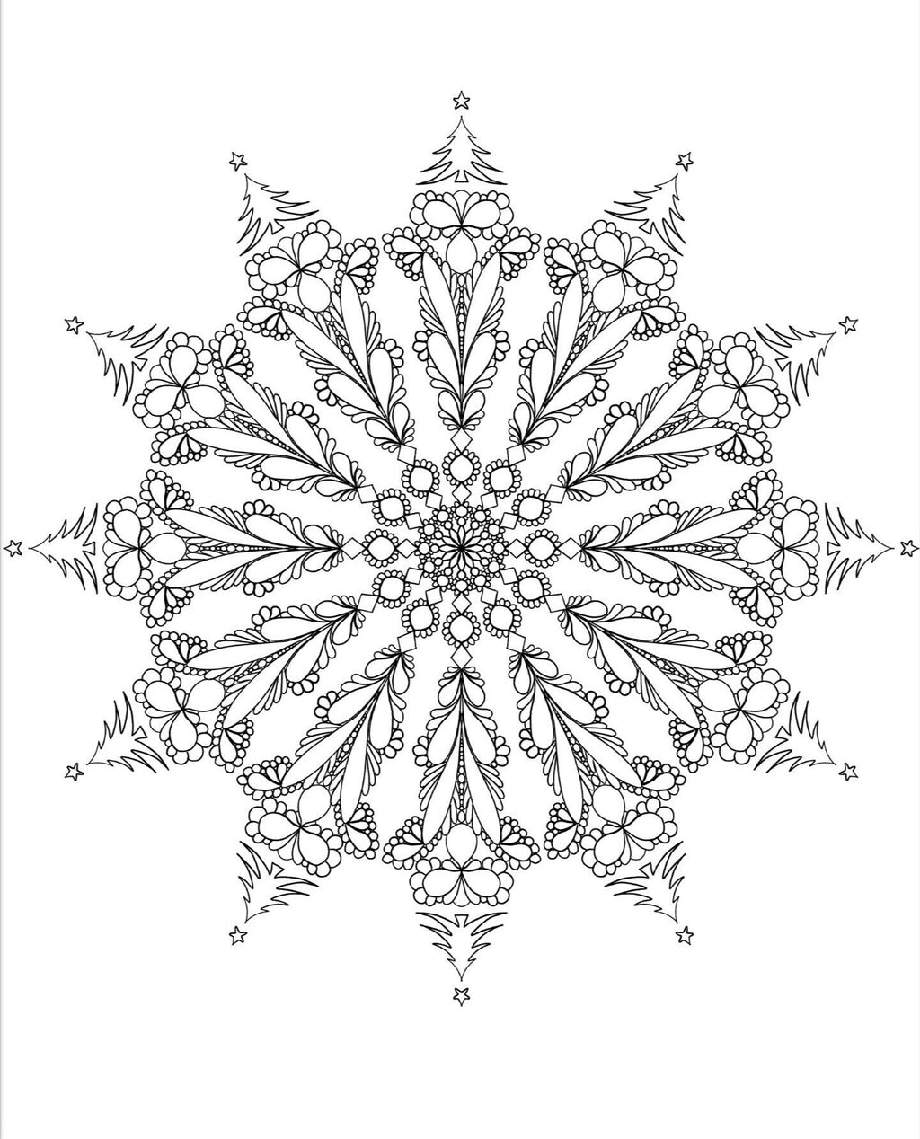 Blululi Serene Hand Drawn Mandala Coloring Pages - 16 Unique Designs digital download - Blululi