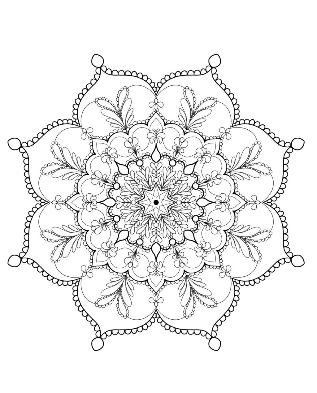 Blululi Serene Hand Drawn Mandala Coloring Pages - 16 Unique Designs digital download - Blululi