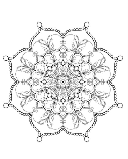 Blululi Serene Hand Drawn Mandala Coloring Pages - 16 Unique Designs digital download - Blululi