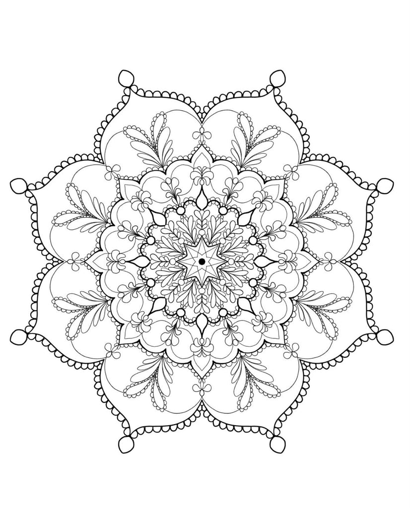 Blululi Serene Hand Drawn Mandala Coloring Pages - 16 Unique Designs digital download - Blululi