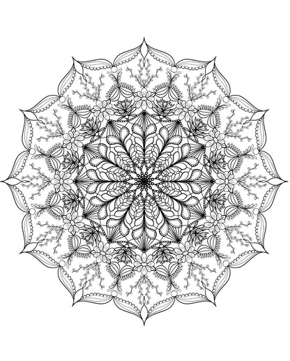 Blululi Serene Hand Drawn Mandala Coloring Pages - 16 Unique Designs digital download - Blululi