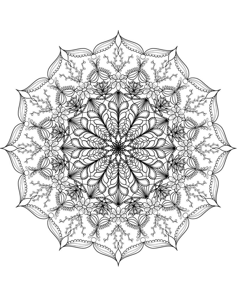 Blululi Serene Hand Drawn Mandala Coloring Pages - 16 Unique Designs digital download - Blululi