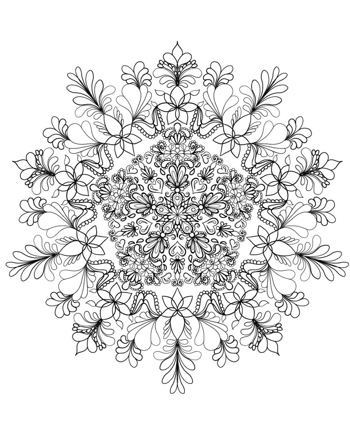 Blululi Serene Hand Drawn Mandala Coloring Pages - 16 Unique Designs digital download - Blululi