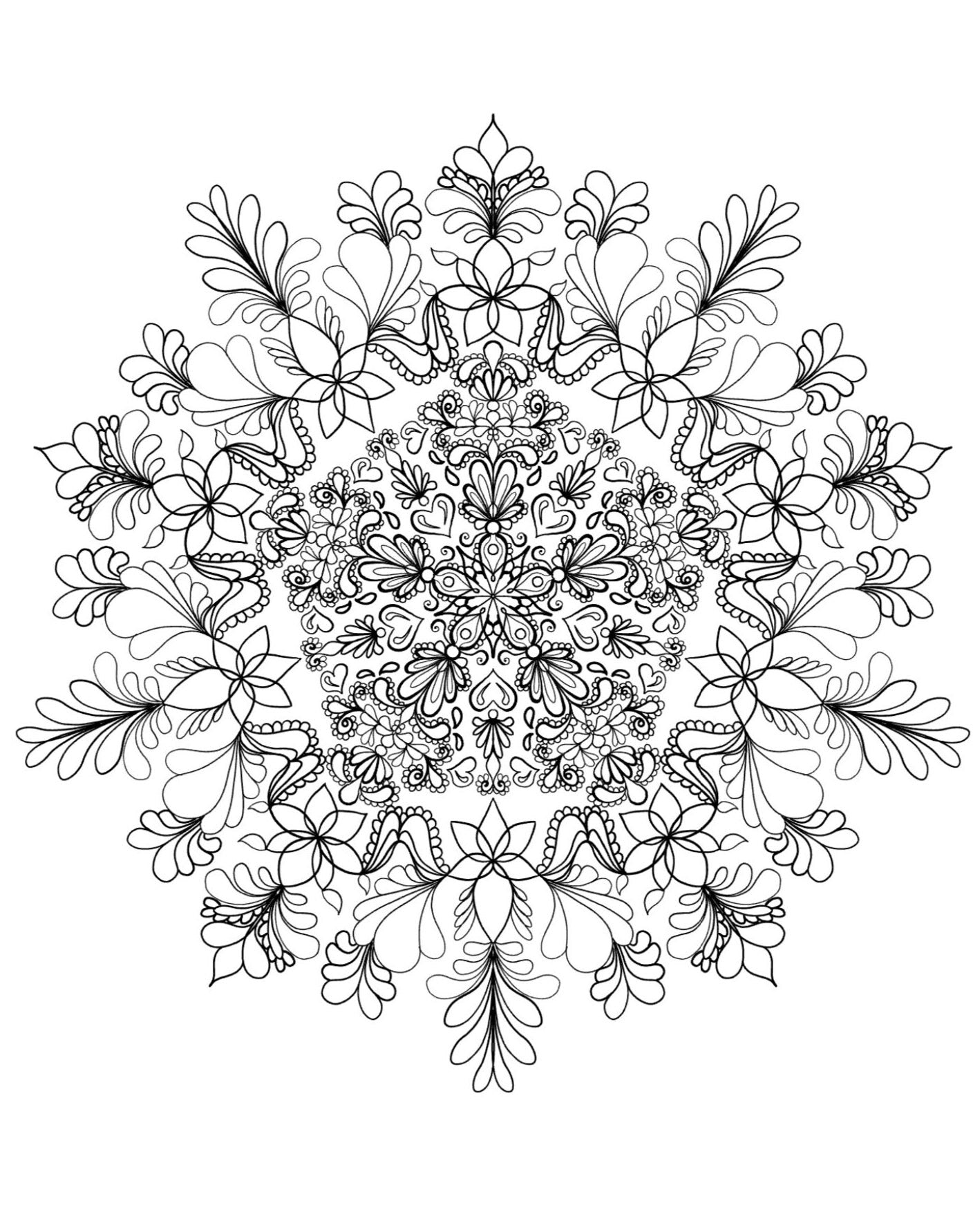 Blululi Serene Hand Drawn Mandala Coloring Pages - 16 Unique Designs digital download - Blululi