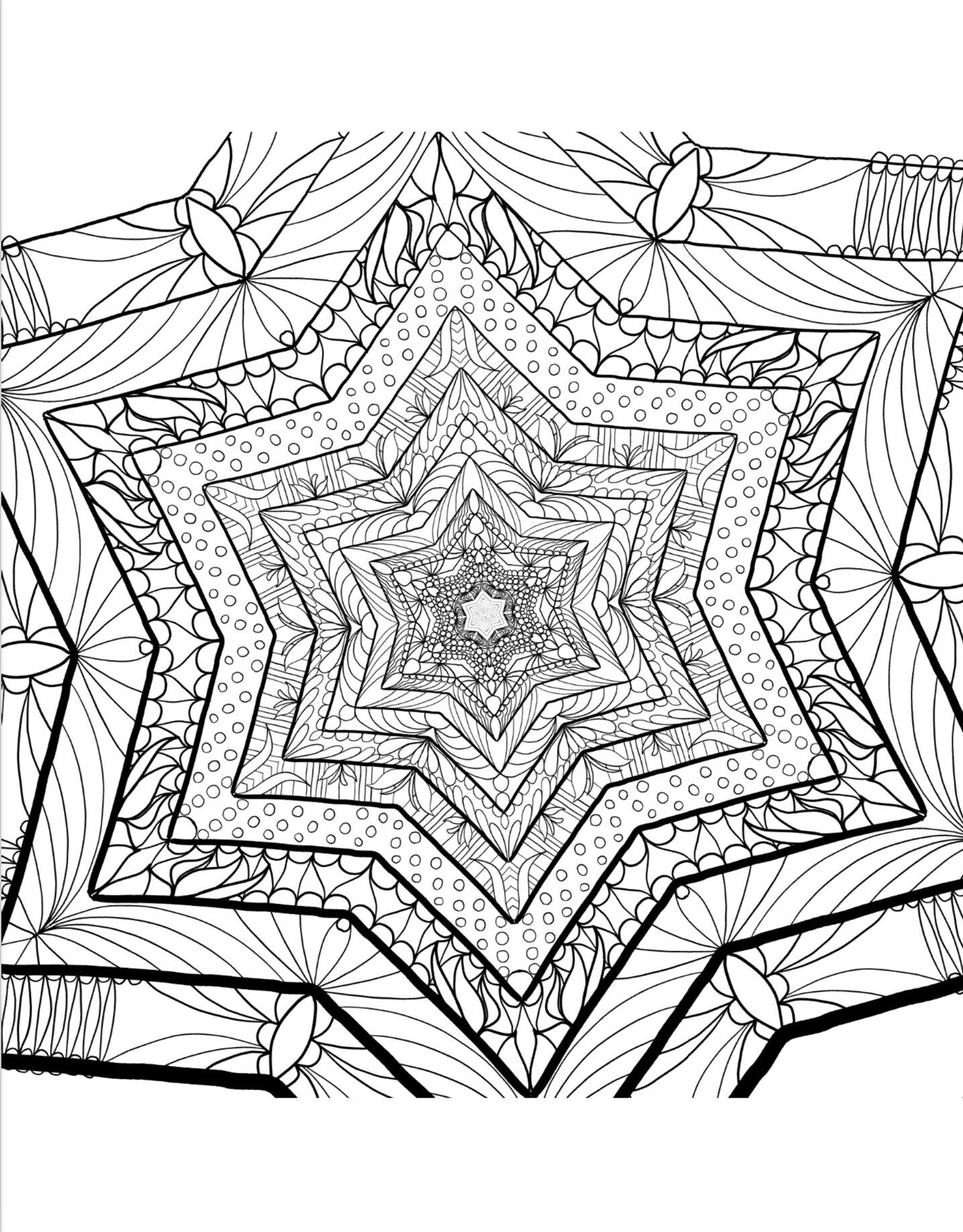 Blululi Serene Hand Drawn Mandala Coloring Pages - 16 Unique Designs digital download - Blululi