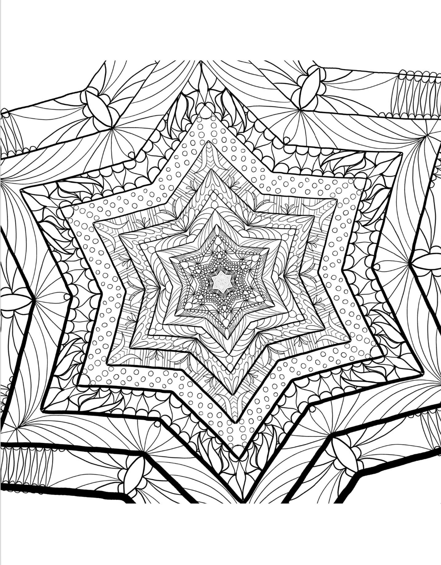 Blululi Serene Hand Drawn Mandala Coloring Pages - 16 Unique Designs digital download - Blululi