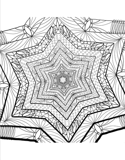 Blululi Serene Hand Drawn Mandala Coloring Pages - 16 Unique Designs digital download - Blululi