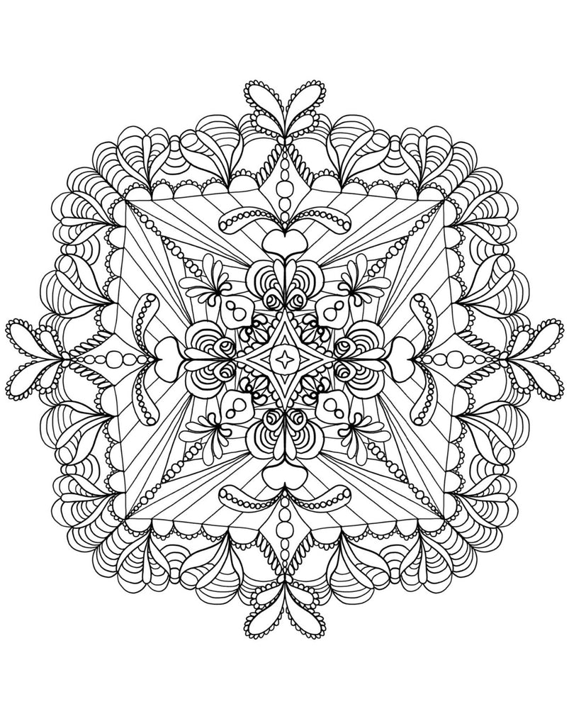 Blululi Serene Hand Drawn Mandala Coloring Pages - 16 Unique Designs digital download - Blululi