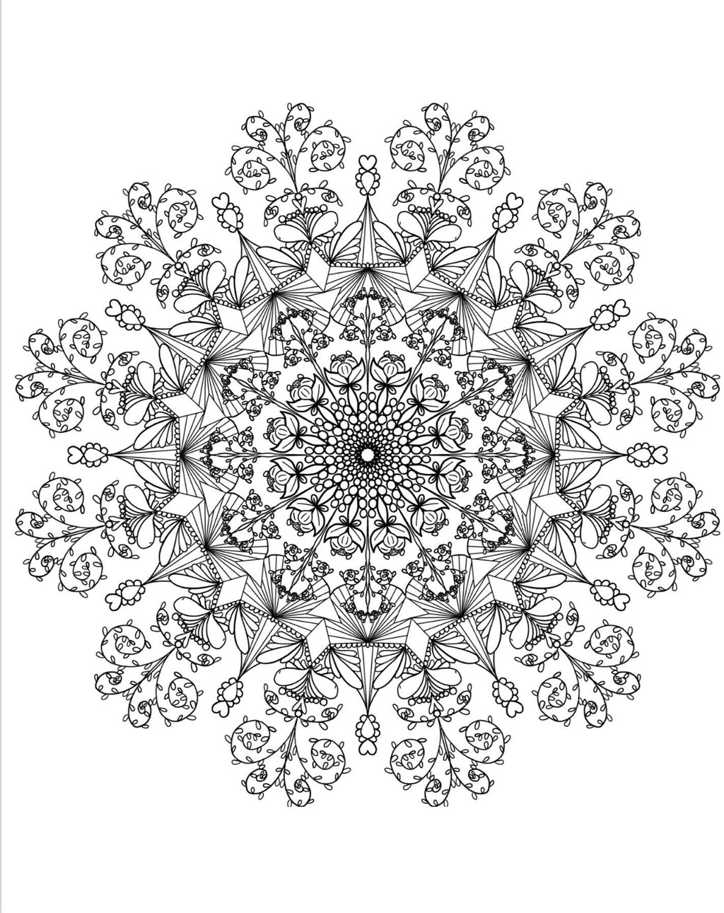 Blululi Serene Hand Drawn Mandala Coloring Pages - 16 Unique Designs digital download - Blululi
