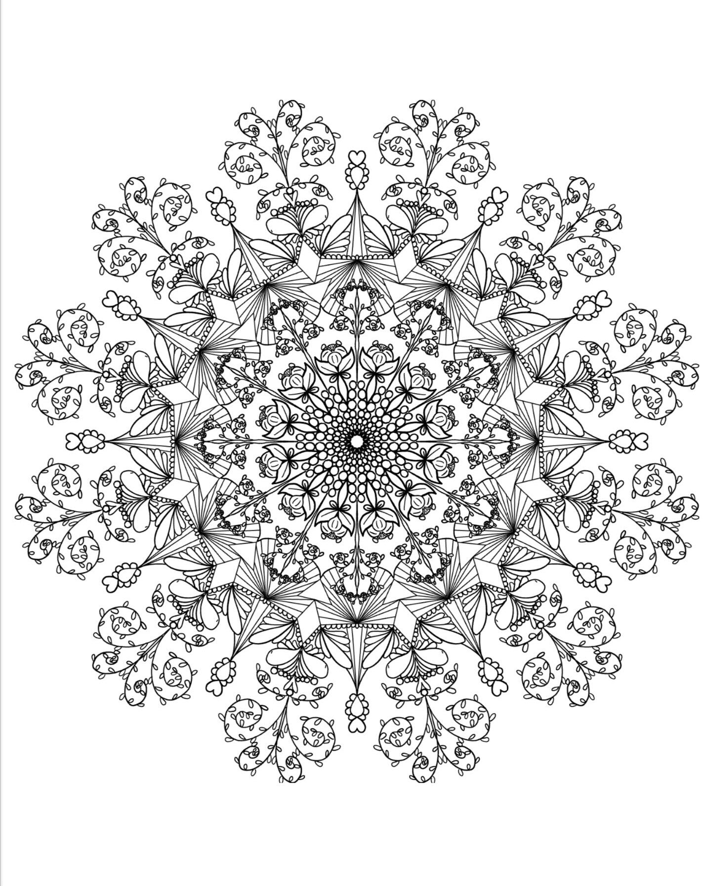 Blululi Serene Hand Drawn Mandala Coloring Pages - 16 Unique Designs digital download - Blululi