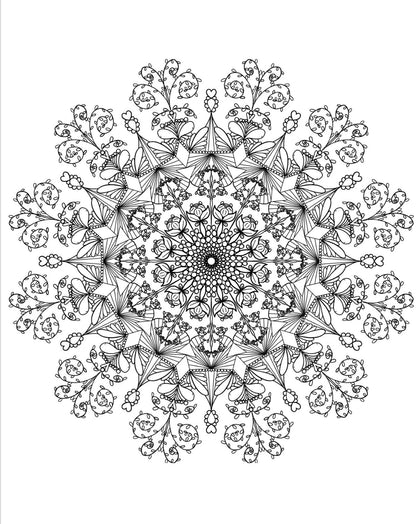 Blululi Serene Hand Drawn Mandala Coloring Pages - 16 Unique Designs digital download - Blululi