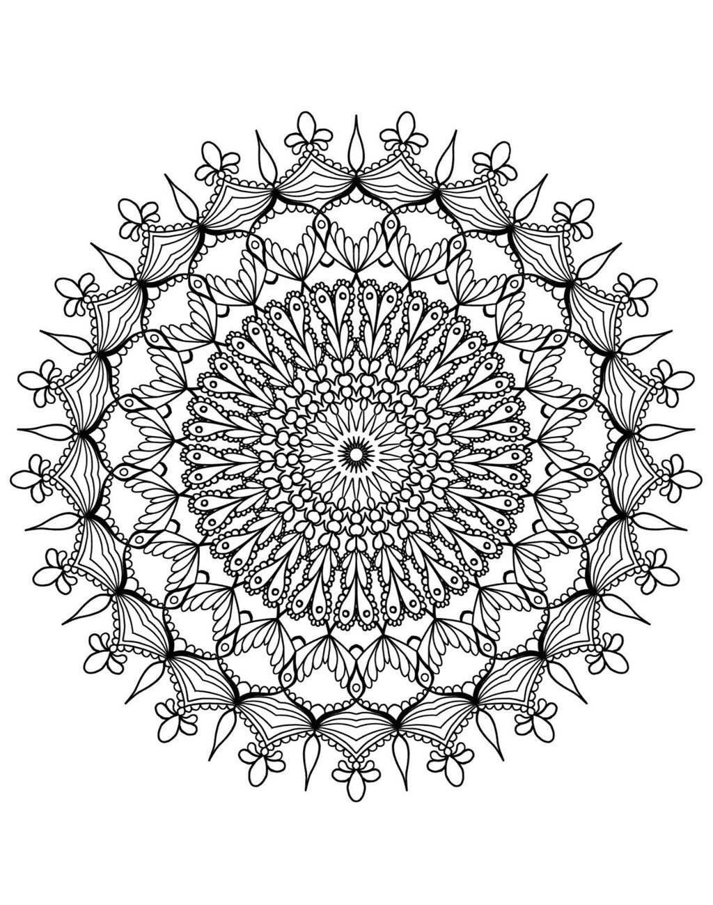 Blululi Serene Hand Drawn Mandala Coloring Pages - 16 Unique Designs digital download - Blululi