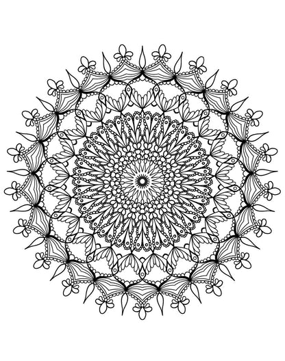 Blululi Serene Hand Drawn Mandala Coloring Pages - 16 Unique Designs digital download - Blululi