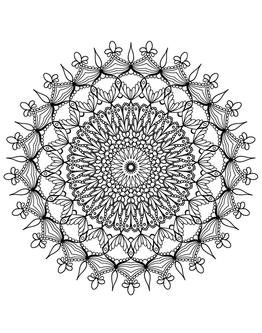 Blululi Serene Hand Drawn Mandala Coloring Pages - 16 Unique Designs digital download - Blululi