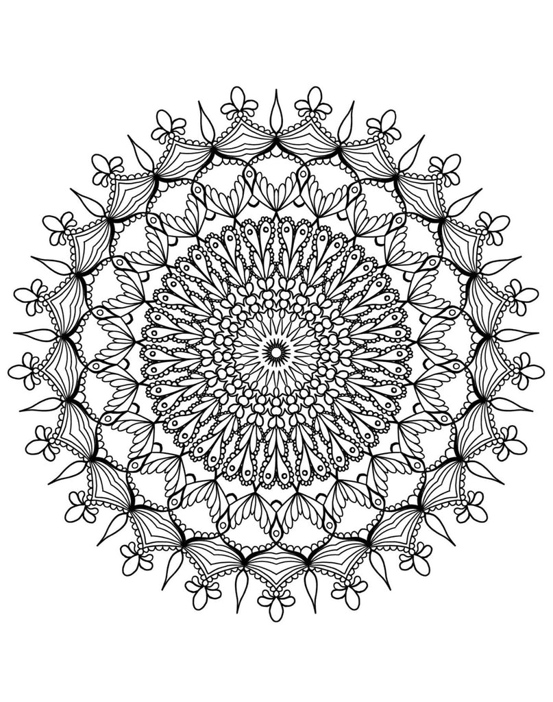Blululi Serene Hand Drawn Mandala Coloring Pages - 16 Unique Designs digital download - Blululi