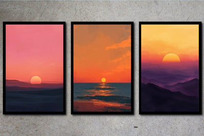 Blululi Sunset Scenery - 12 High - Quality PNGs - Modern Decor in Four Sizes digital download - Blululi