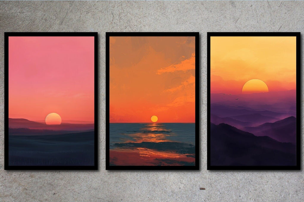 Blululi Sunset Scenery - 12 High - Quality PNGs - Modern Decor in Four Sizes digital download - Blululi